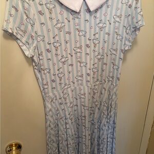 Light Blue Striped Alice in Wonderland Dress with White Collar